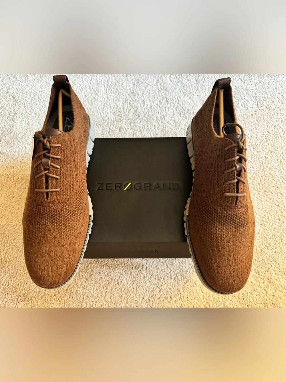 Cole Haan Brown Knit Zerogrand Lace-Up Sneakers